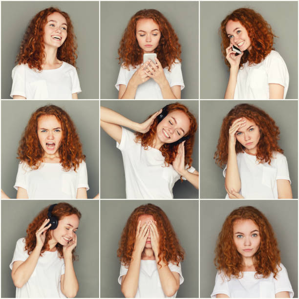 istock Emotions set of young woman at studio background 931653238