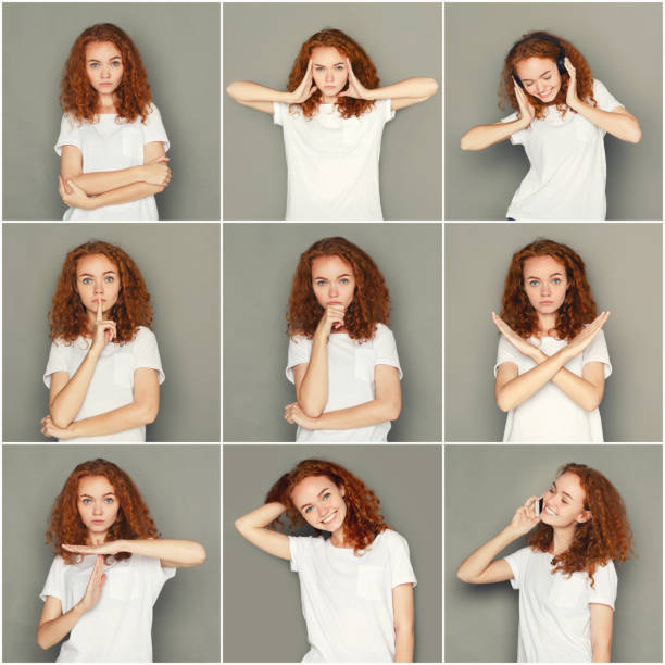 istock Emotions set of young woman at studio background 931653548