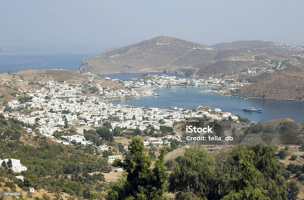 Patmos island, scenic view from Chora - Greece  Aegean Sea Stock Photo