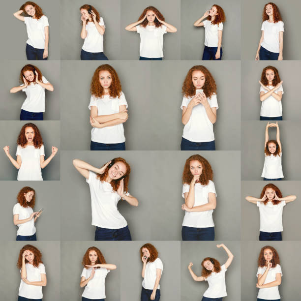 istock Emotions set of young woman at studio background 931656270
