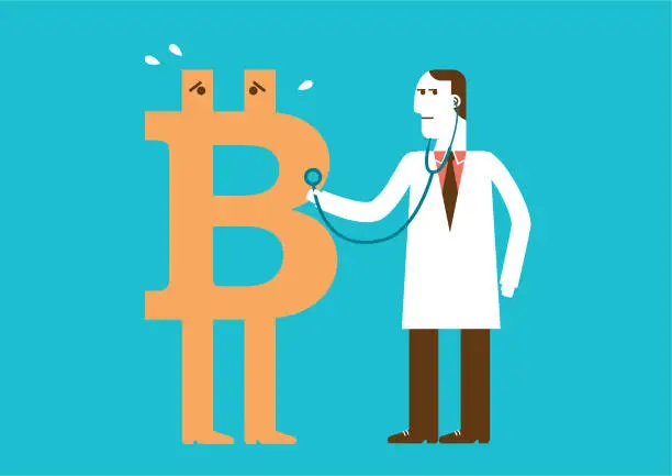 Vector illustration of Bitcoin Health Check Up | New Business Concept