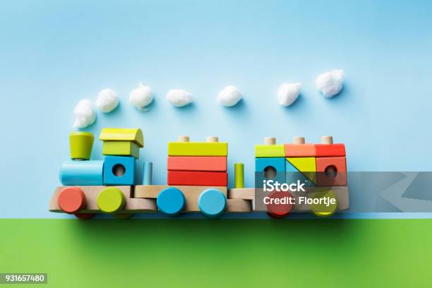 Toys Wooden Train Still Life Stock Photo - Download Image Now - Toy, Train - Vehicle, Wood - Material