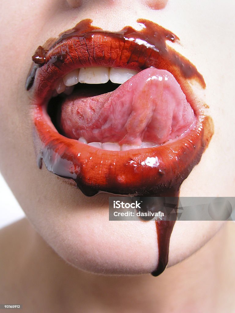 Dirty mulher lábios - Foto de stock de Chocolate royalty-free
