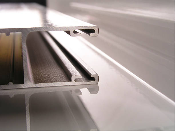 Extruded aluminum profiles up close Metal for building aluminum stock pictures, royalty-free photos & images