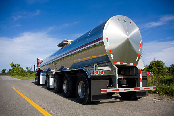 istock Silver fuel tanker parked on the road 93167075