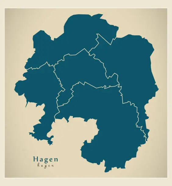 Vector illustration of Modern City Map - Hagen city of Germany with boroughs DE