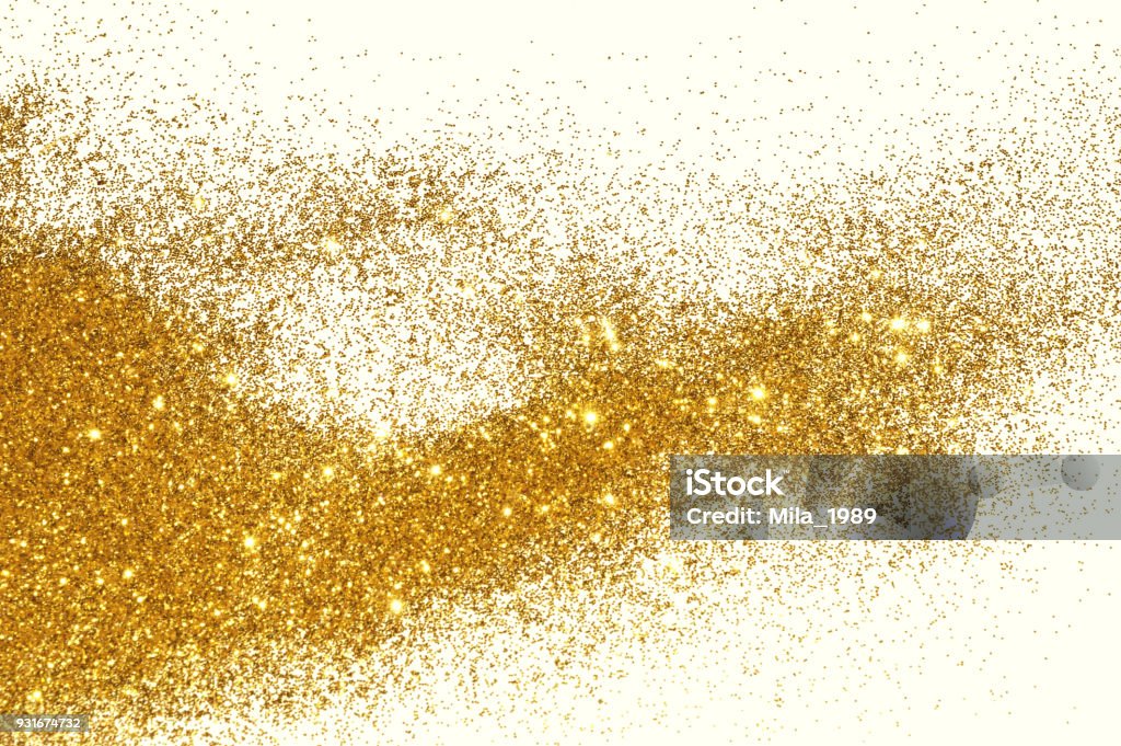 Textured background with golden glitter Textured background with golden glitter sparkle on white Glittering Stock Photo