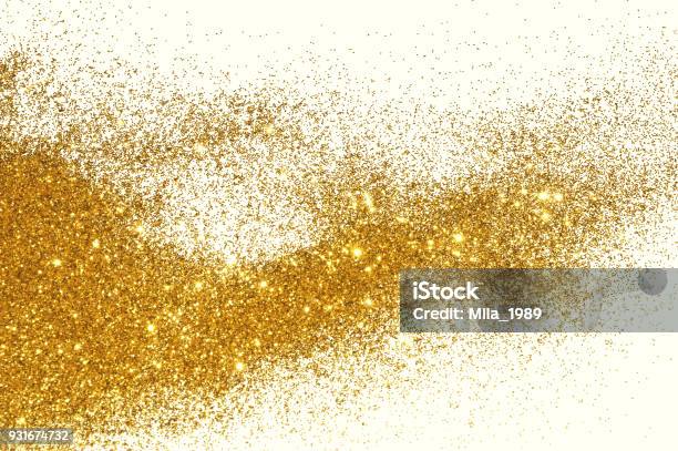 Textured Background With Golden Glitter Stock Photo - Download Image Now - Glittering, Gold - Metal, Abstract