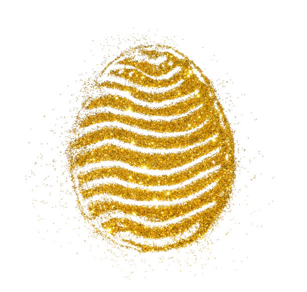 istock Easter egg of gold glitter on white background, holiday decoration 931675586