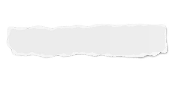 stockillustraties, clipart, cartoons en iconen met vector langwerpige papier scheuren wisp met zachte schaduw geïsoleerd op witte achtergrond - lege-krantenkop