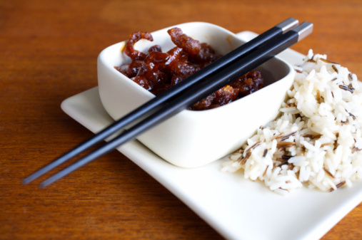 Asian Food Teriyaki Chicken over Steam Rice