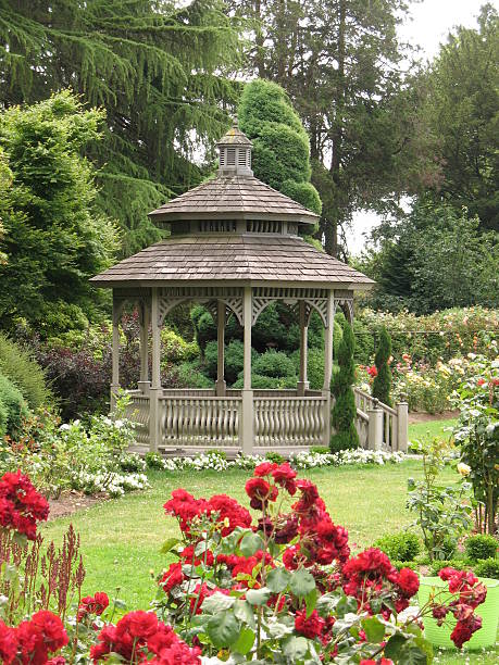 istock Gazebo in a flower garden 93168716