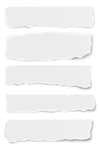 Collection of vector oblong torn paper tears isolated on white background Collection of vector oblong torn paper tears isolated on white background newspaper headline stock illustrations