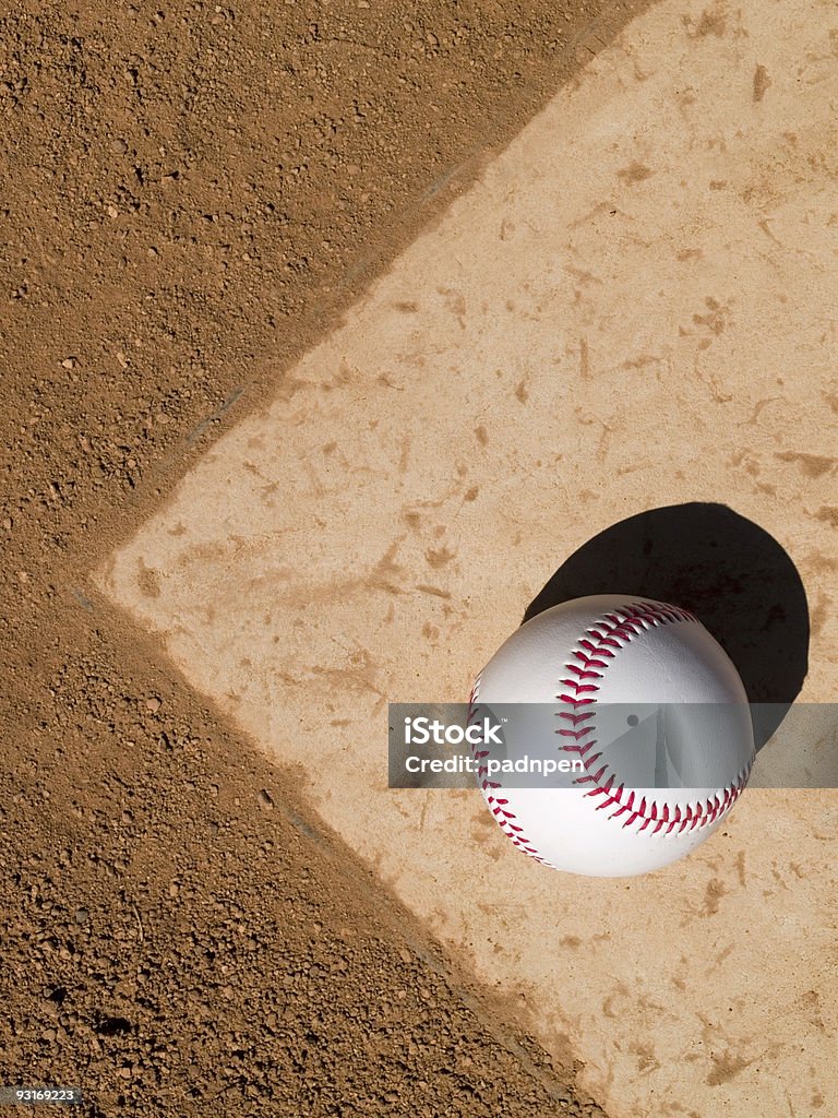 Baseball on Home Plate  Baseball - Ball Stock Photo