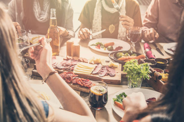 istock Group of people having meal togetherness dining 931698204