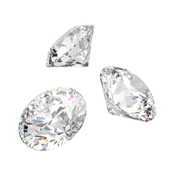 istock 3D illustration isolated three white round diamonds stones 931700410