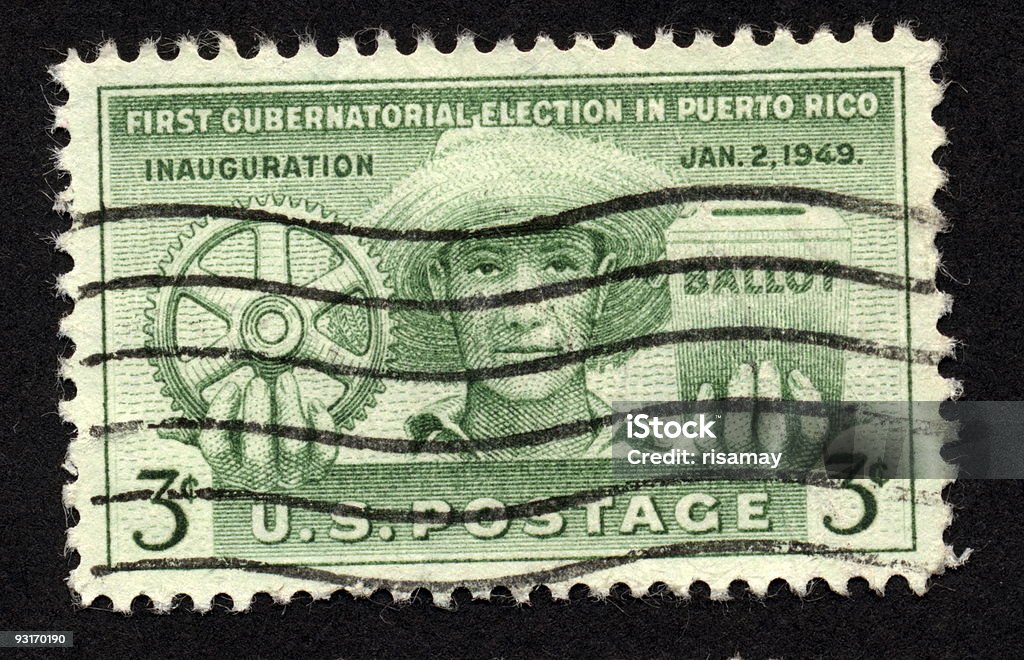 Vintage de timbres de Porto Rico, mille petits détails. - Photo de Antiquités libre de droits