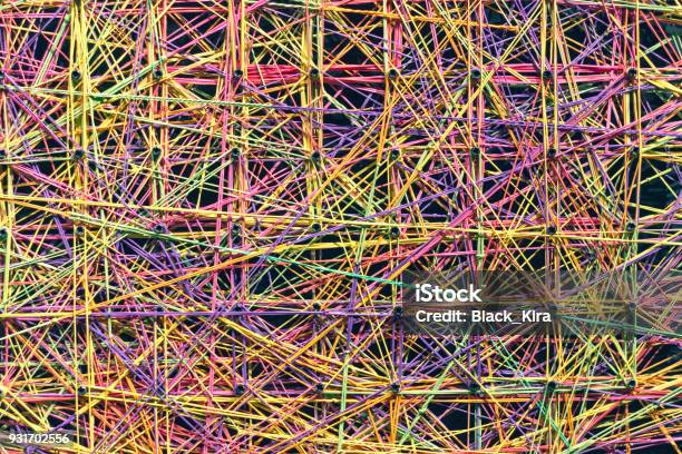 Abstract Colorful Linked Strings Stock Photo - Download Image Now - Spider Web, Netting, Internet