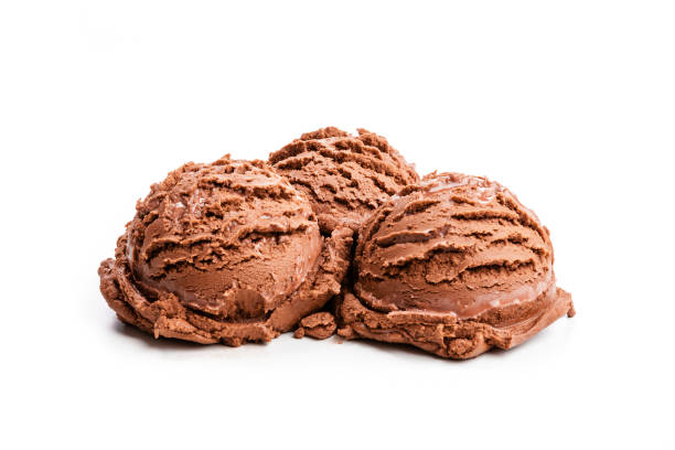 3 つのチョコレートアイスクリームボール - chocolate ice cream ストックフォトと画像