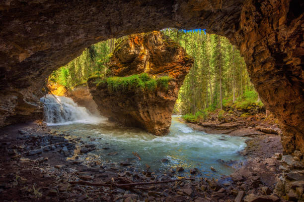 istock Johnston Creek in Canada photographed from a cave 931703726