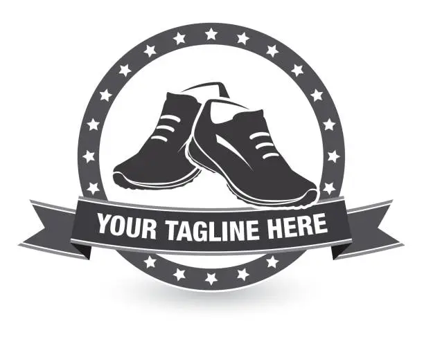 Vector illustration of Running Shoes with Tagline Icon Banner
