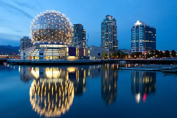 Vancouver's modern science world complex situated on False Creek.