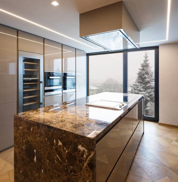 Modern marble kitchen with island