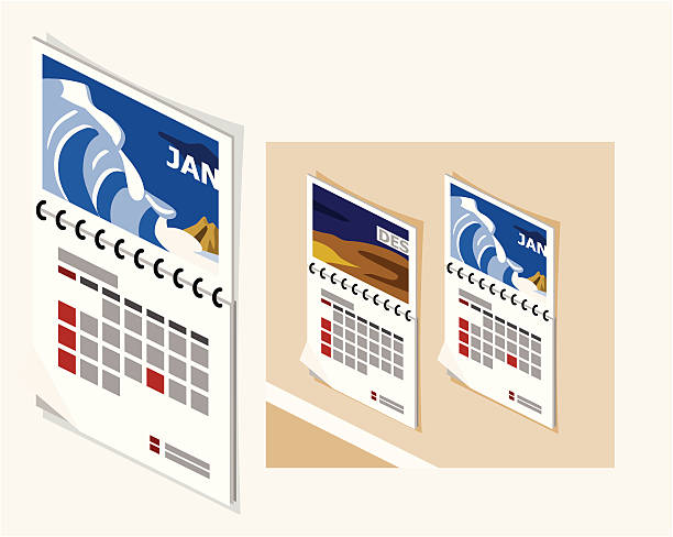 Calendar Isometric  wall calendar stock illustrations