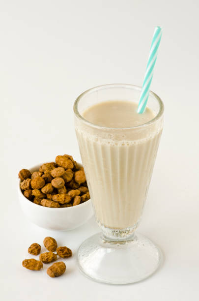 Tiger nut milk. Tigernut horchata. stock photo