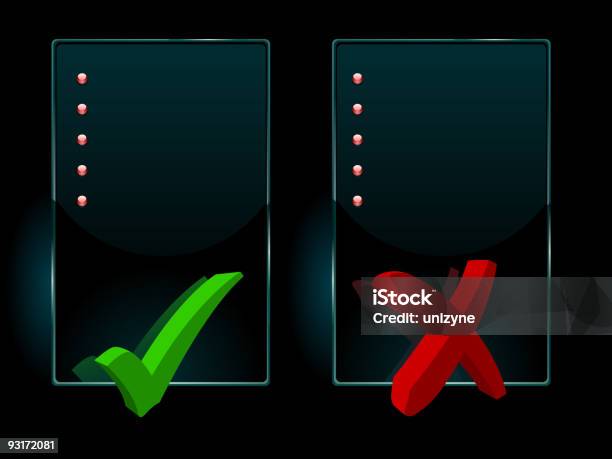 Ok E Cancelar Com Brilhante Painel Da Lista - Arte vetorial de stock e mais imagens de Tridimensional - Tridimensional, Pequeno Traço, Quadriculado