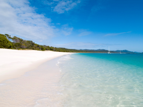 Whitehaven beach, scene from sailing  the Whitsunday Islands in Queensland