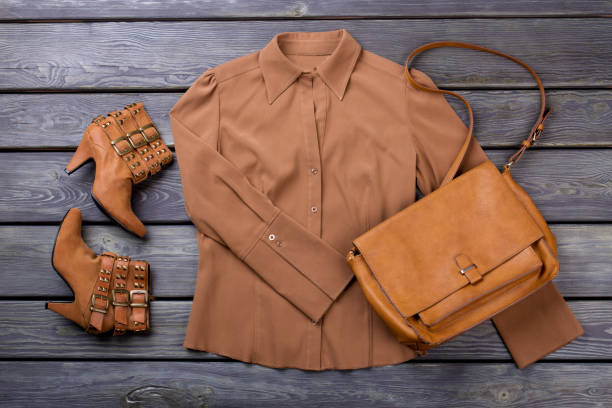 istock Brown female clothing set. 931727906