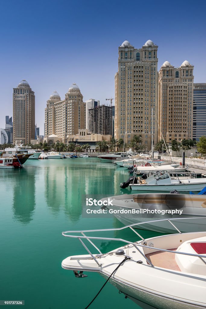 Doha Marina Doha marina on the Corniche of Doha in the state of Qatar Marina Stock Photo
