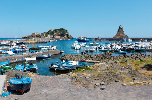 istock Aci Trezza Marina dei Ciclopi boats harbor, Sicily 931737354