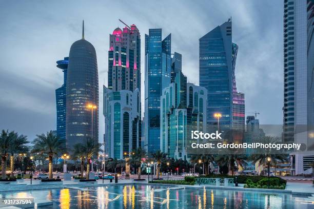West Bay In Doha Stock Photo - Download Image Now - Apartment, Bank - Financial Building, Corniche