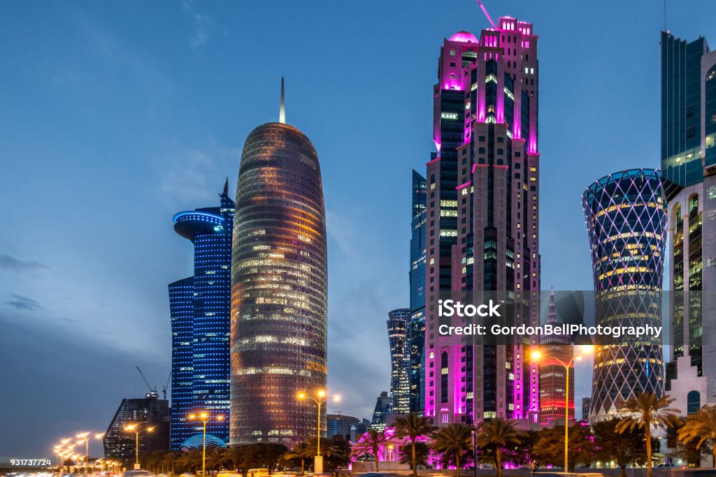 West Bay Doha high rise properties on West Bay on the Corniche in Doha Apartment Stock Photo