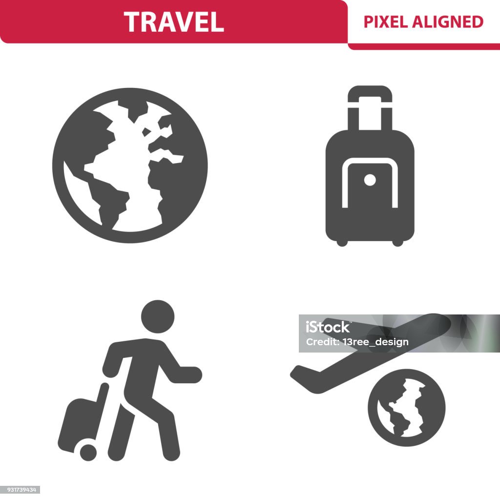 Travel Icons Professional, pixel aligned icons depicting various travel and vacation concepts. Icon Symbol stock vector