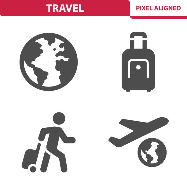 Travel Icons Professional, pixel aligned icons depicting various travel and vacation concepts. suitcase illustrations stock illustrations