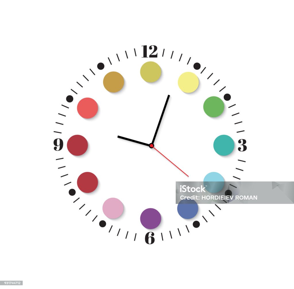 Wall Clock Office Template Design In Vector Closeup The Layout For ...