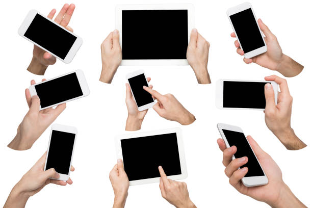 istock Male hands pointing, holding smartphone and tablet 931752794