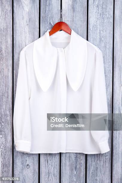 Flay Lay White Blouse With Collar Stock Photo - Download Image Now ...