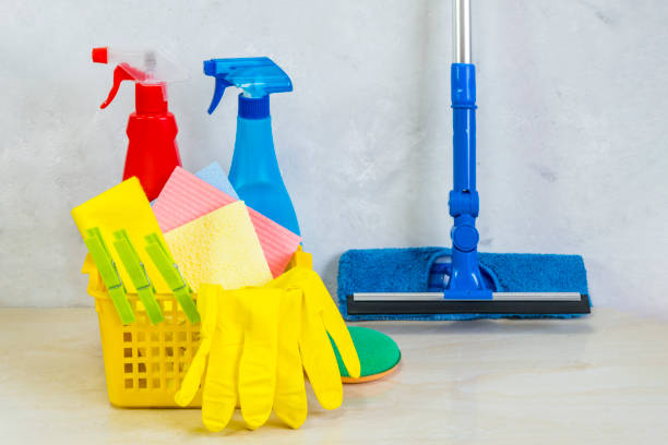 istock A cleaning kit with tools and products at home. 931756204