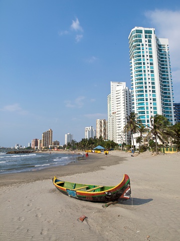 Cartagena Colombia Bocagrande beach with apartment buildings