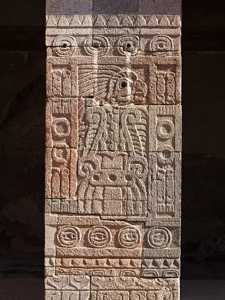 Stone Carving at Ruins of teotihuacan, Ancient pyramids near Mexico city