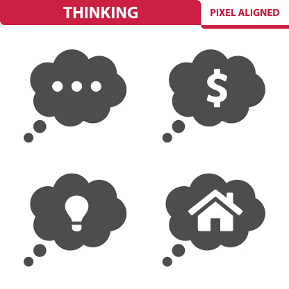 Professional, pixel aligned icons depicting various thinking concepts.