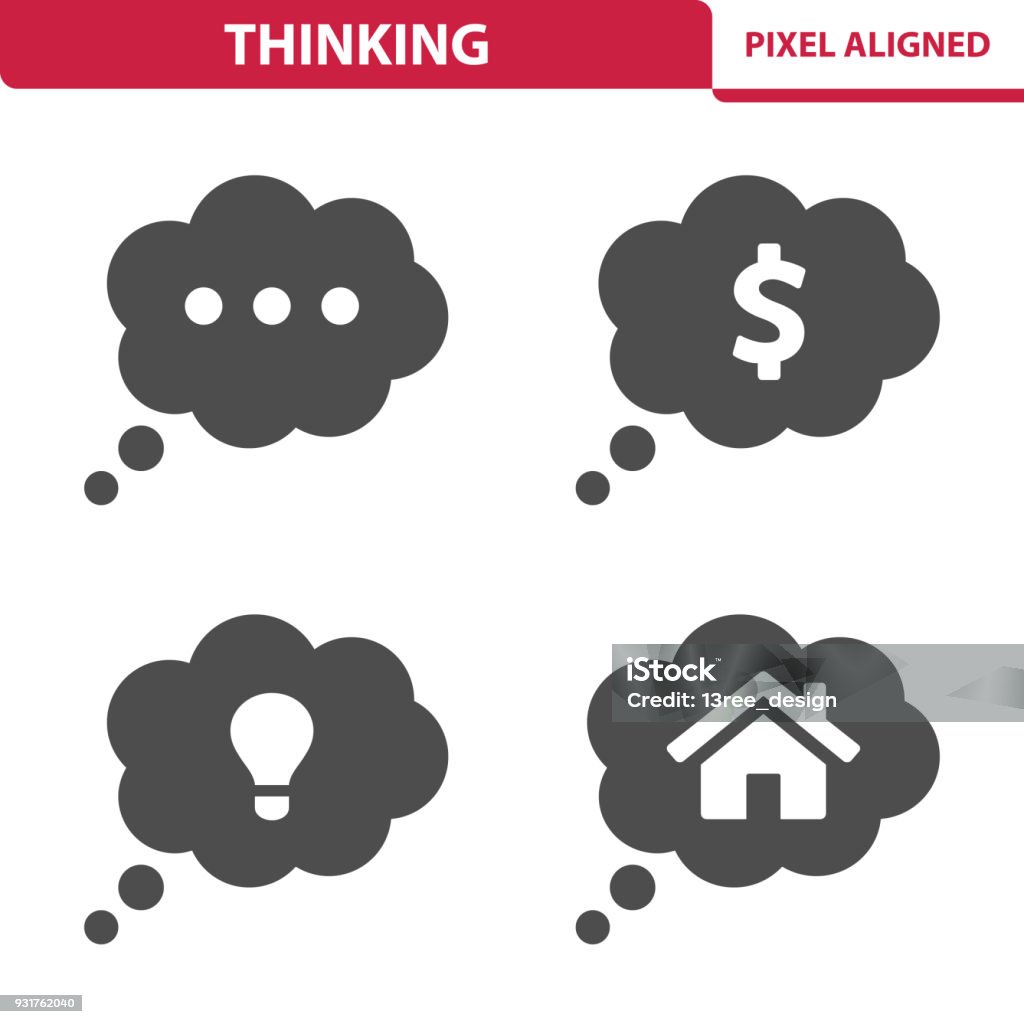 Thinking Icons Professional, pixel aligned icons depicting various thinking concepts. Thought Bubble stock vector