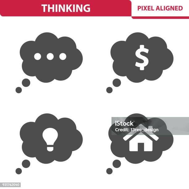 Thinking Icons Stock Illustration - Download Image Now - Thought Bubble, Icon Symbol, Contemplation