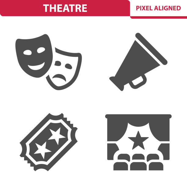 ilustraciones, imágenes clip art, dibujos animados e iconos de stock de teatro iconos - teatro