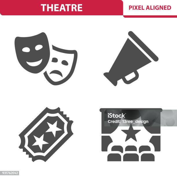 Icone Del Teatro - Immagini vettoriali stock e altre immagini di Icona - Icona, Teatro, Spettacolo teatrale