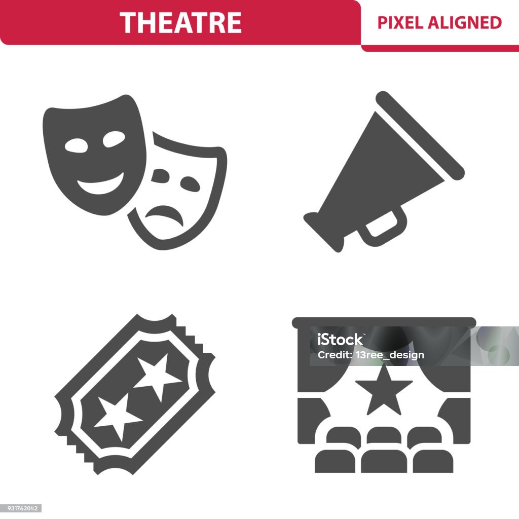 Theater Icons Professional, pixel aligned icons depicting various theater concepts. Icon Symbol stock vector